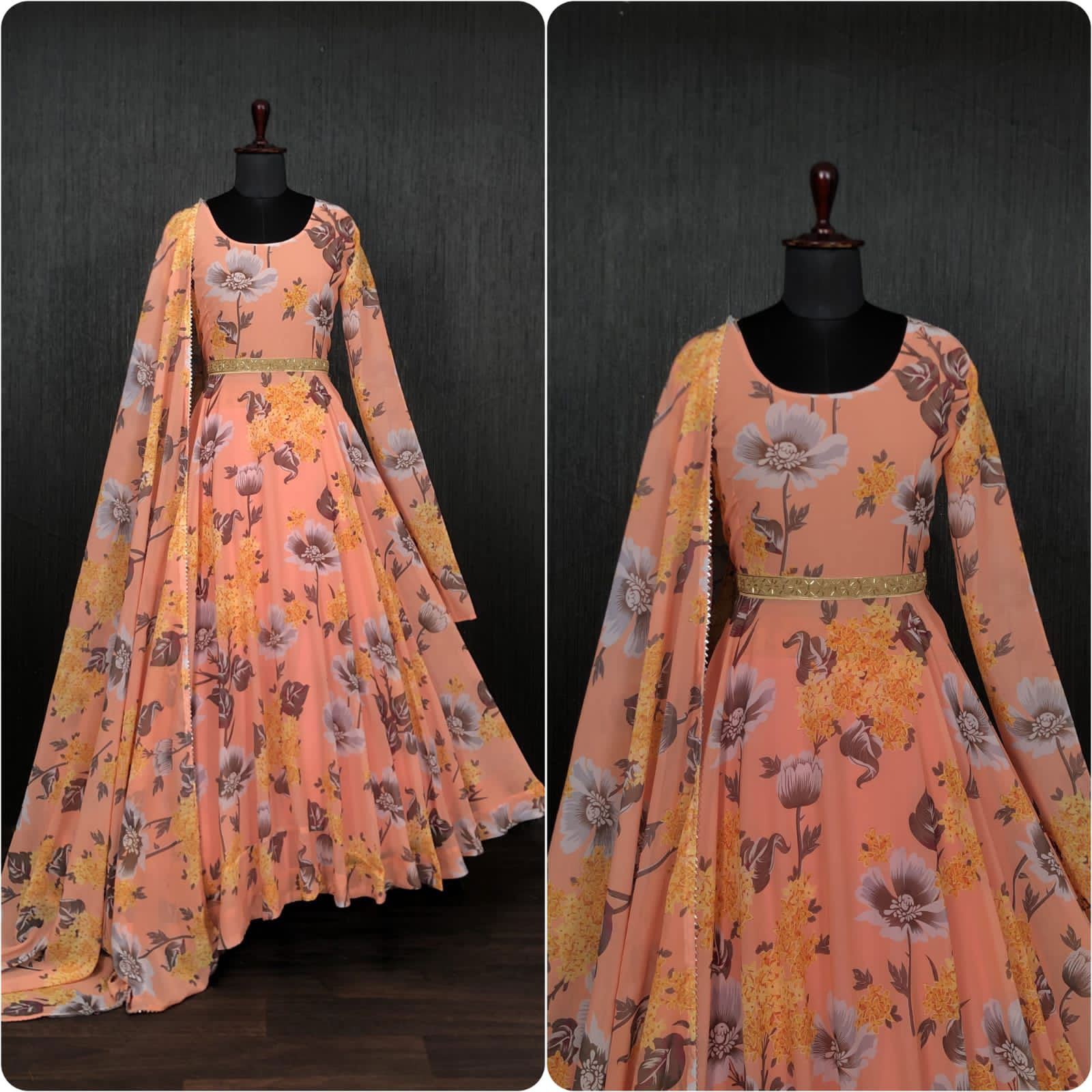 KA 1013 Georgette Printed Anarkali Kurti With Dupatta 